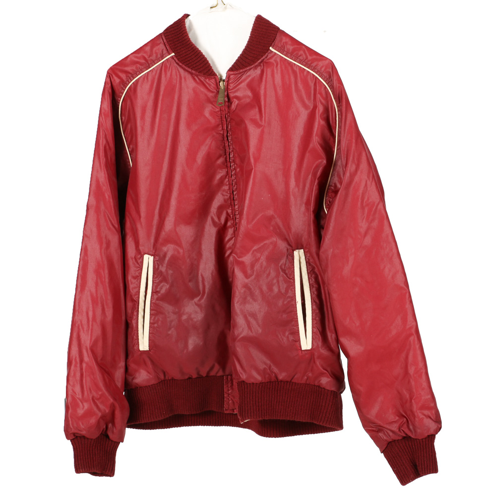 Men's Red Bomber Style Reversible Windbreaker