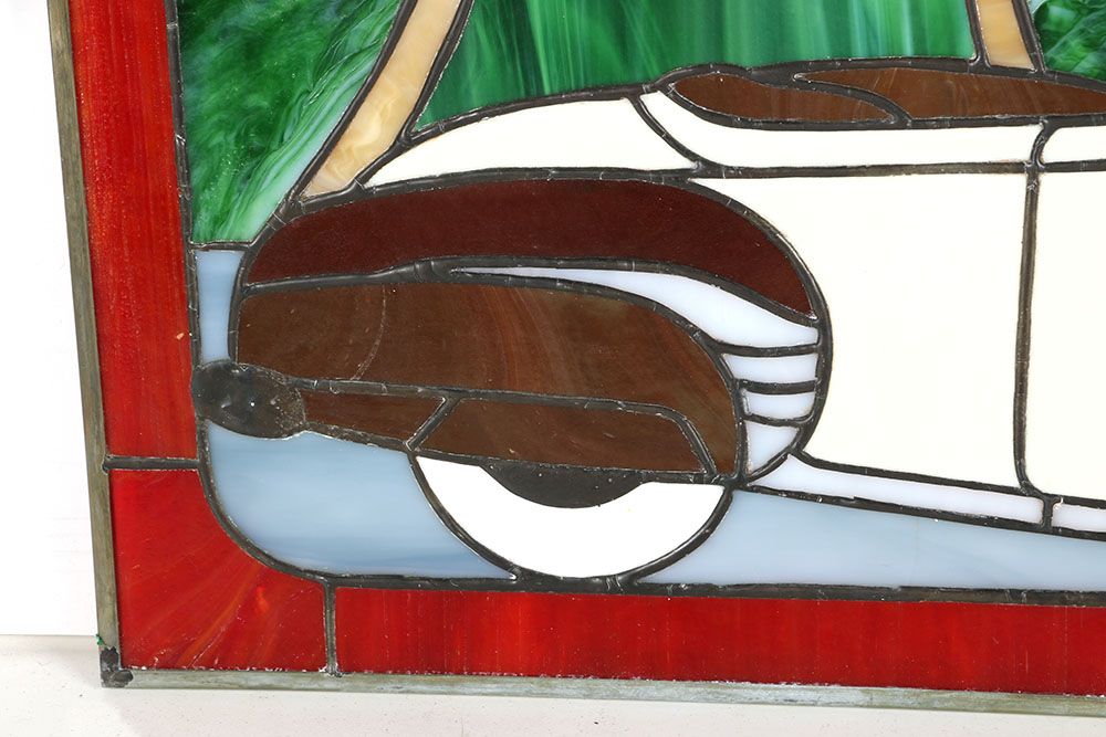 Stained Glass Panel Depicting Car