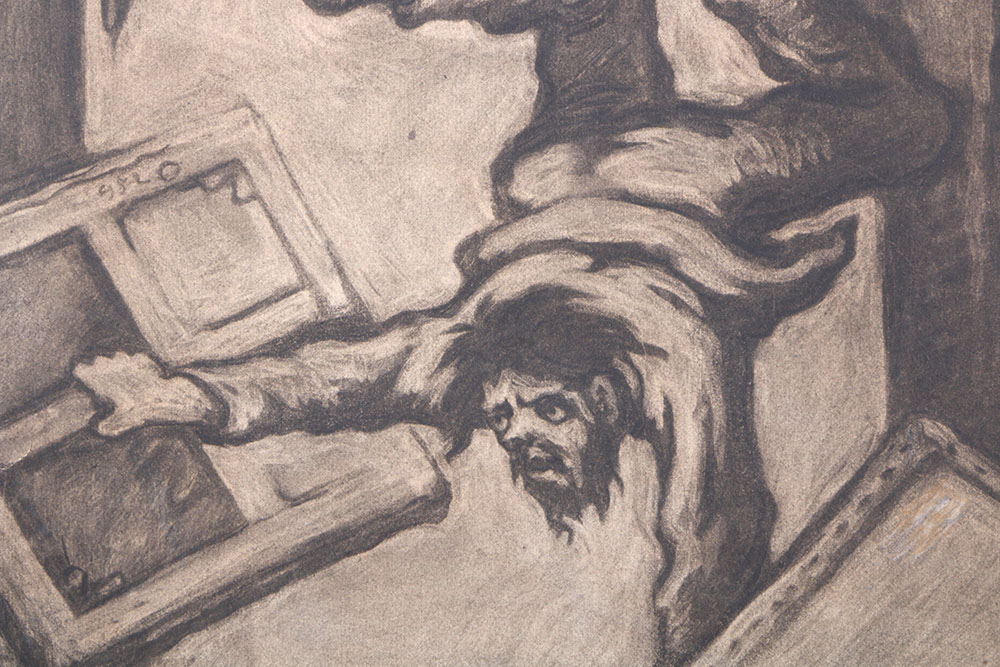 Eugene Higgins Charcoal on Paper "Nightmare"