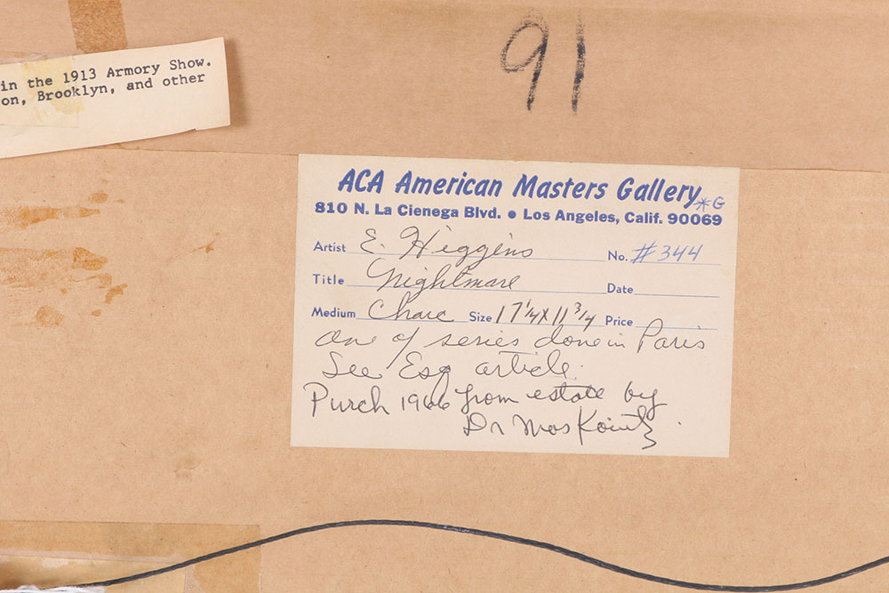 Eugene Higgins Charcoal on Paper "Nightmare"