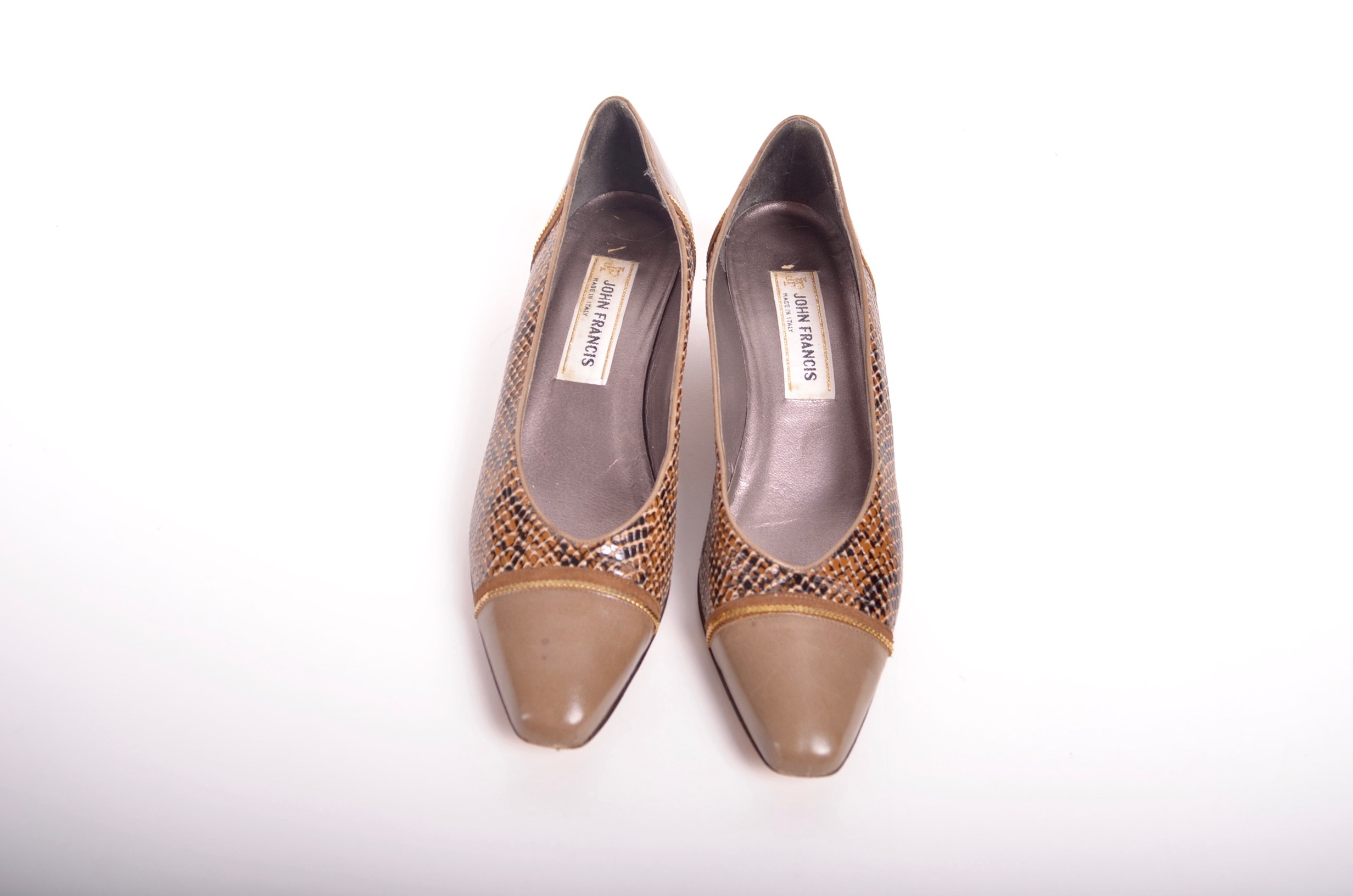 Two Pairs of Brown Low Heeled Vintage Shoes Including Vintage DVF