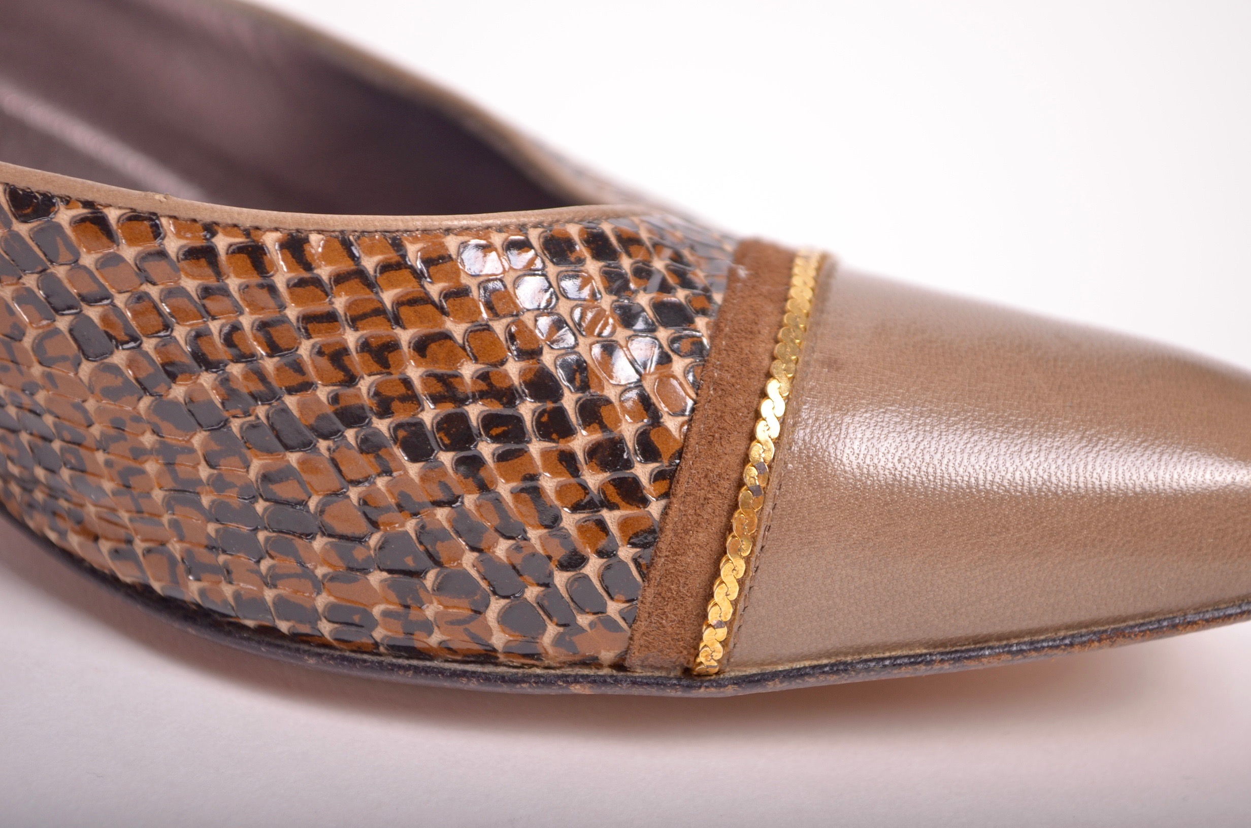 Two Pairs of Brown Low Heeled Vintage Shoes Including Vintage DVF