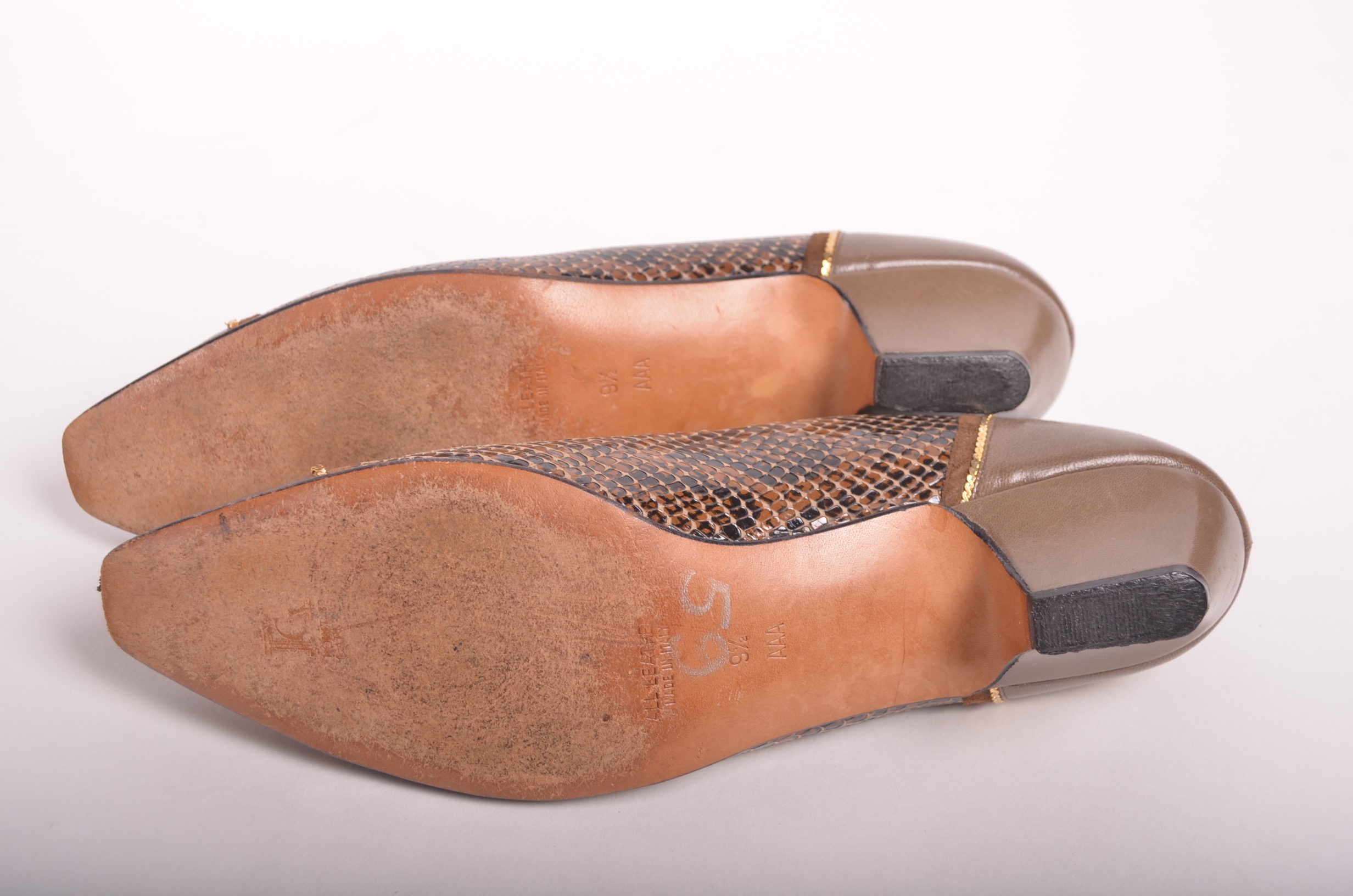 Two Pairs of Brown Low Heeled Vintage Shoes Including Vintage DVF