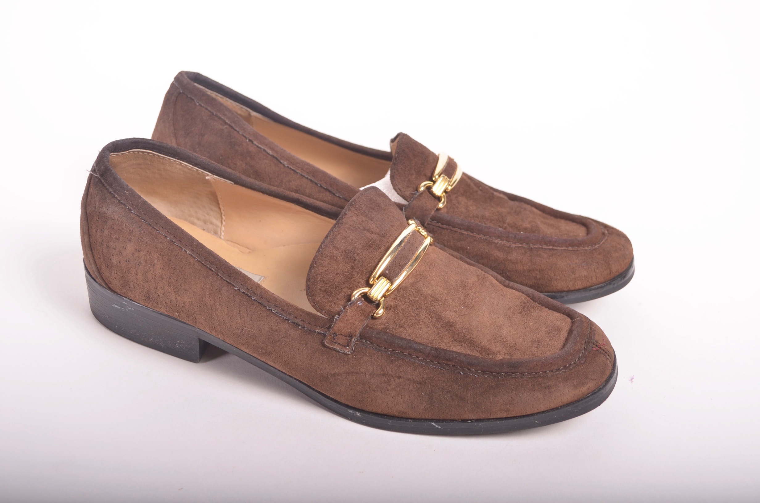 Two Pairs of Brown Low Heeled Vintage Shoes Including Vintage DVF