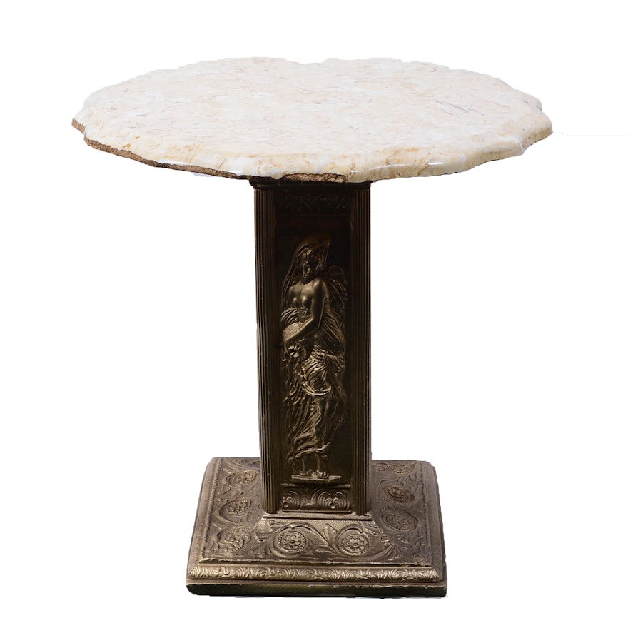 Hand Crafted Marble Venetian Accent Table