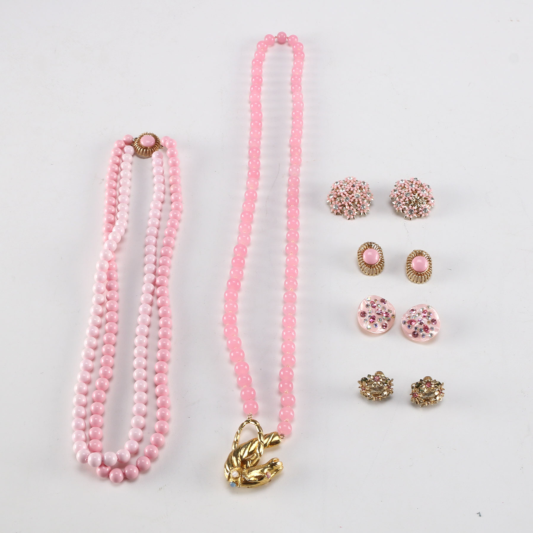 Pink and Gold Tone Costume Jewelry