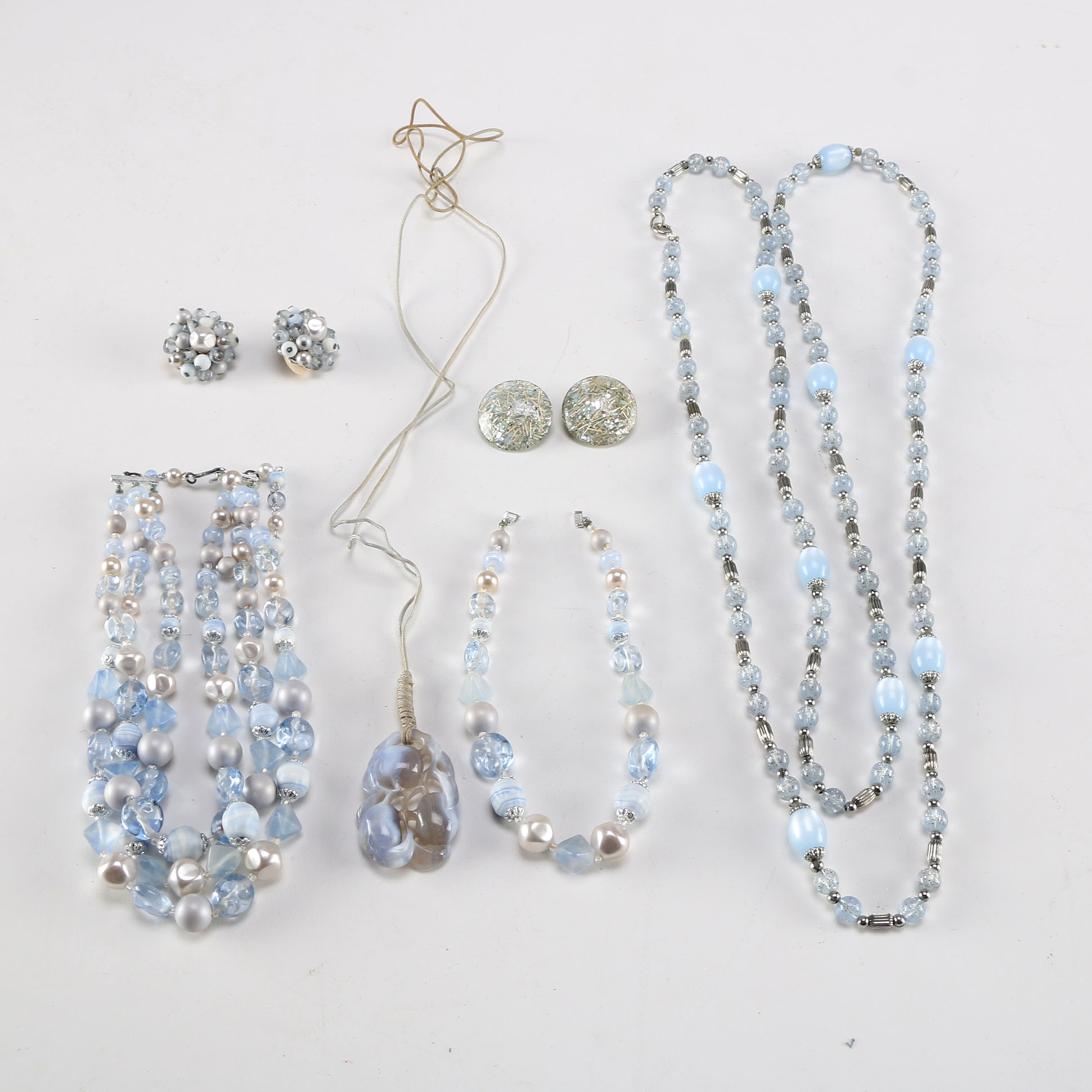 Collection of Blue Beaded Costume Jewelry