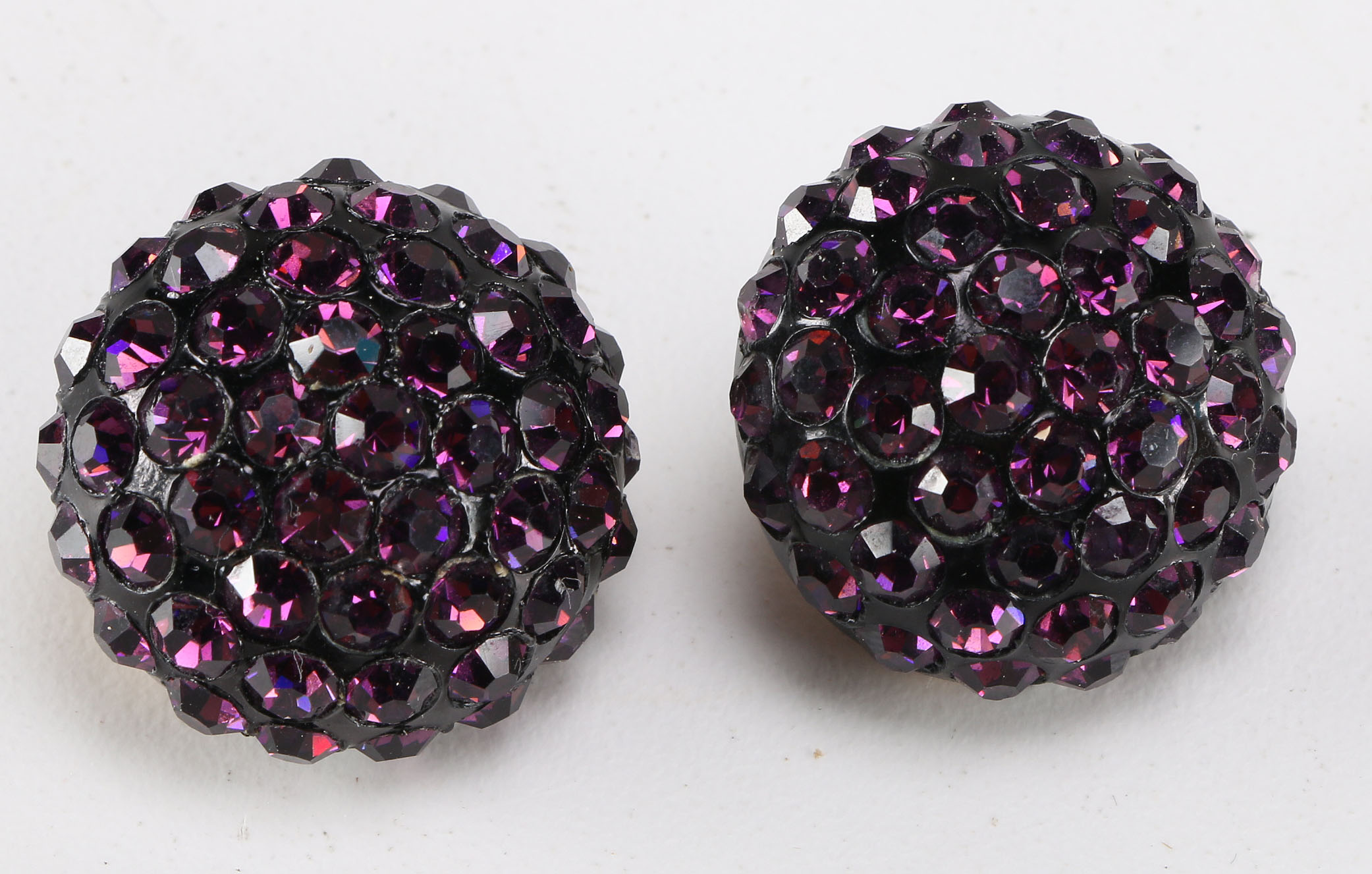 Purple Crystal Glass Stone Clip-On Earrings