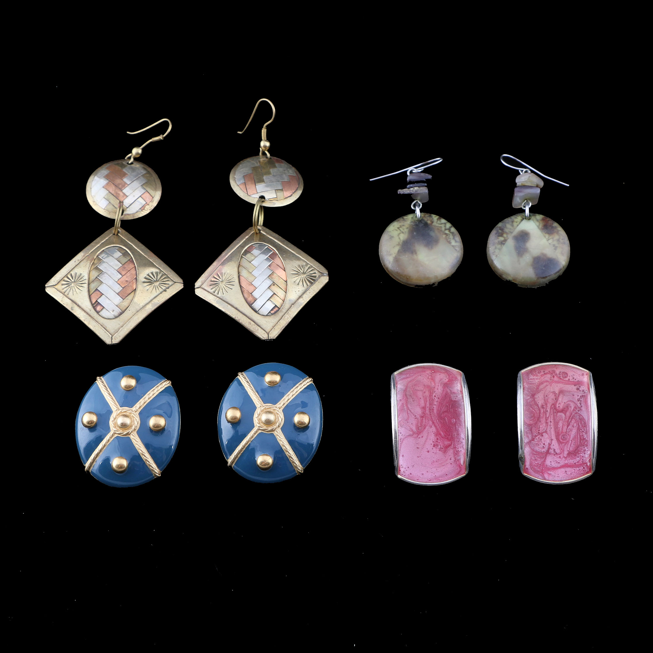 Assortment of Enameled and Mixed Metal Earrings