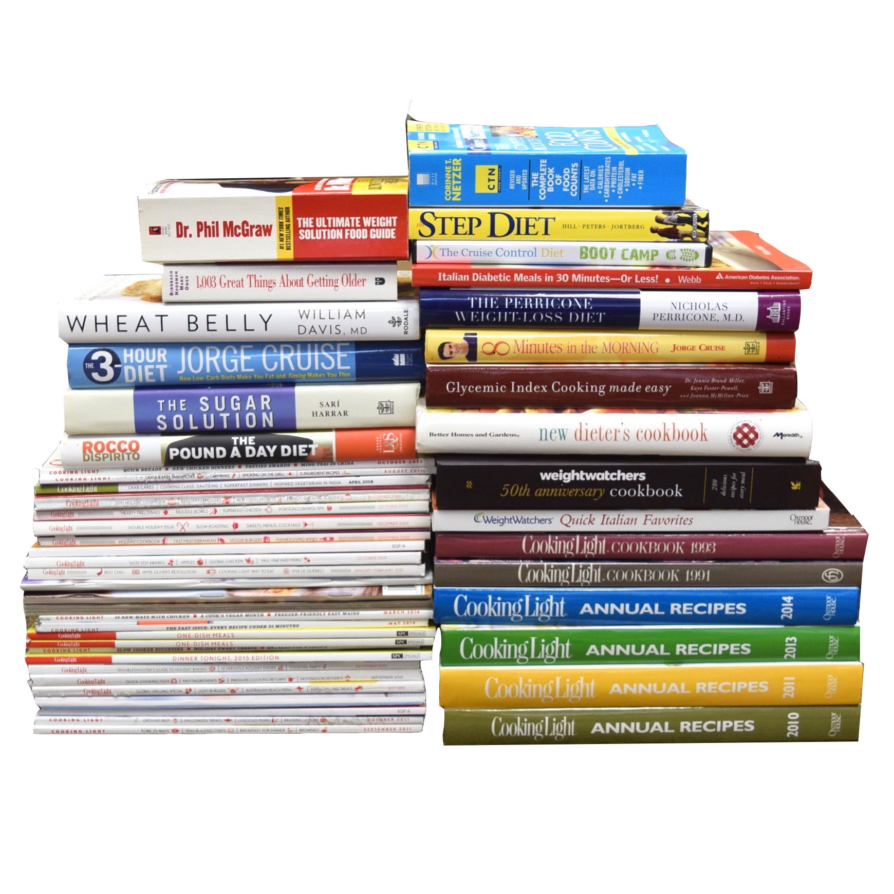 Collection of Diet Cookbooks Including Cooking Light
