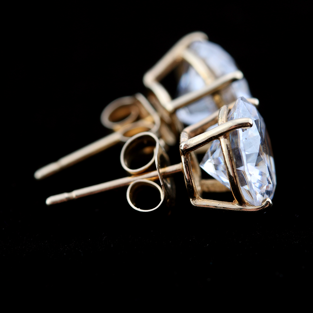14K Yellow Gold Cubic Zirconia Earrings