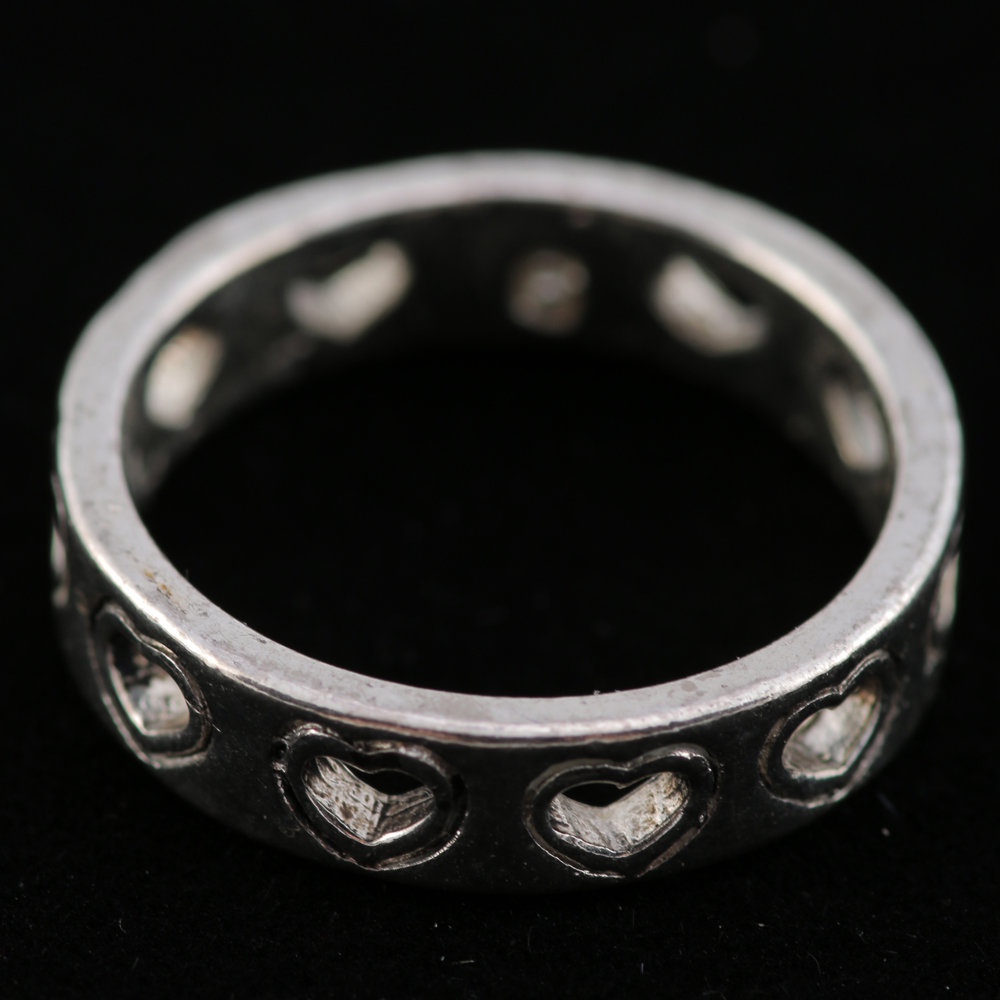 Silver Tone Heart Cut Ring