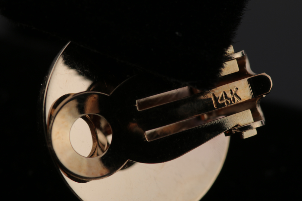 14K Gold Nautilus and Dome Button Clip-On Earrings