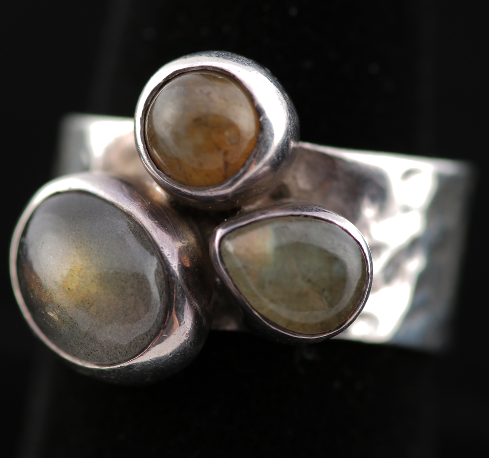 Sterling Silver, Labrodorite, and Feldspar Rings