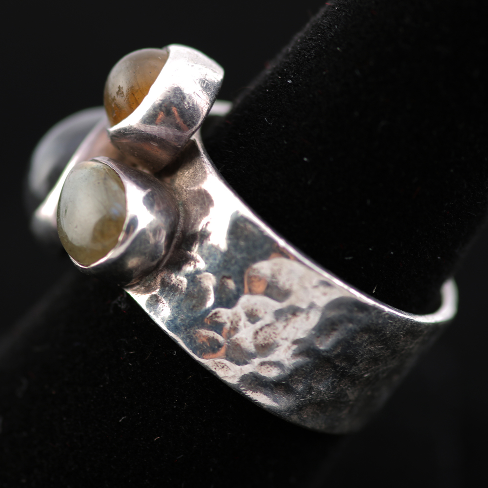 Sterling Silver, Labrodorite, and Feldspar Rings