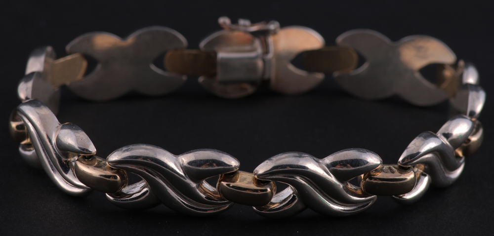 14K Yellow Gold and Sterling Silver Bracelets