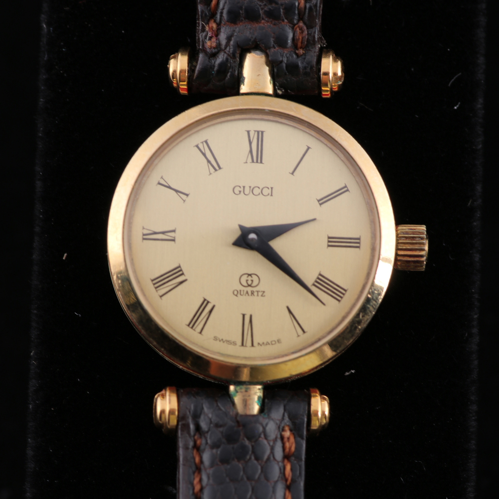 Vintage 1980s Gucci Stack Watch with Lizard Band 2000QL