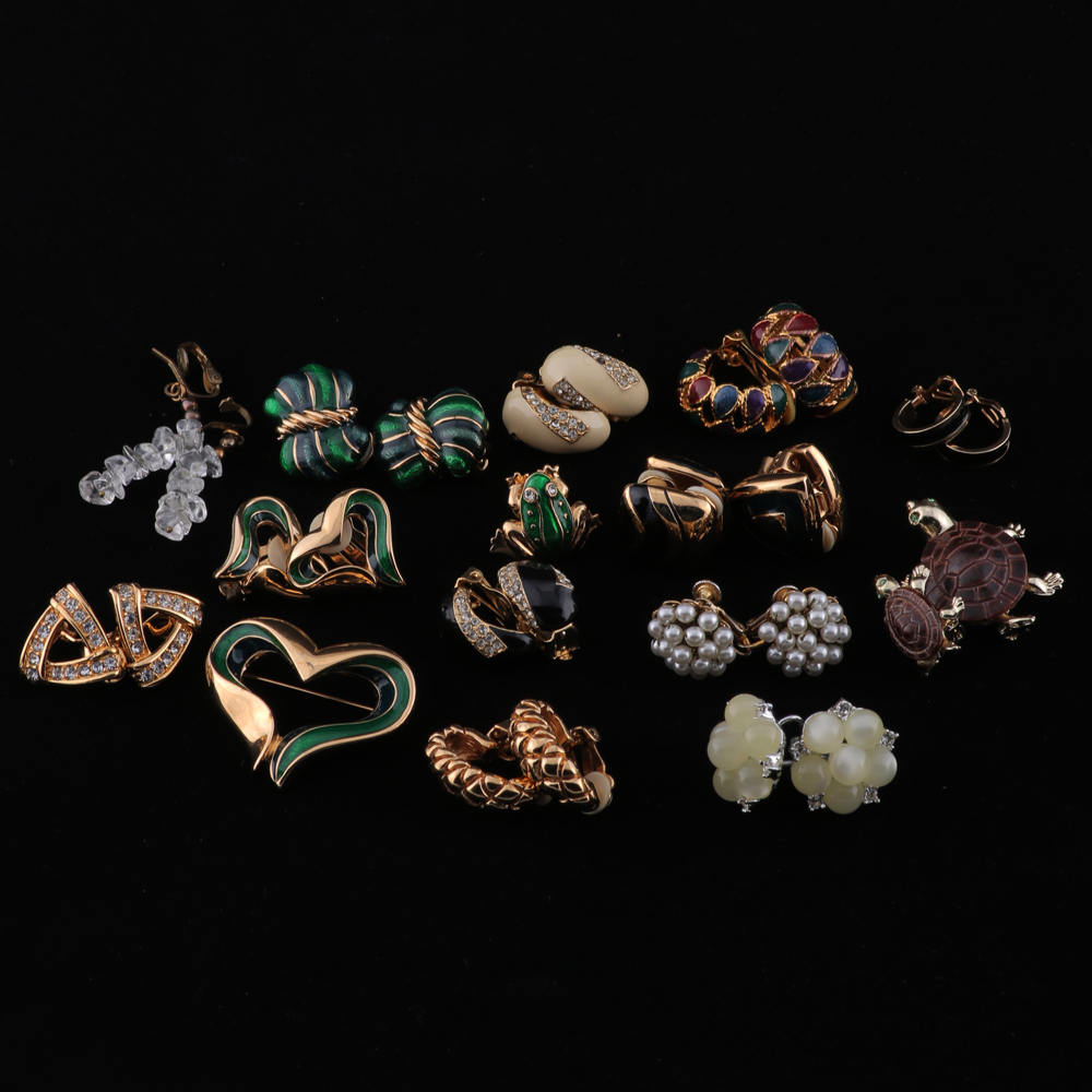 Collection of Costume Brooches and Earrings