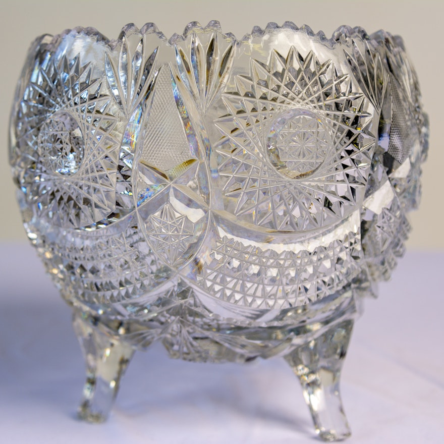 Brilliant Cut Glass Footed Dish