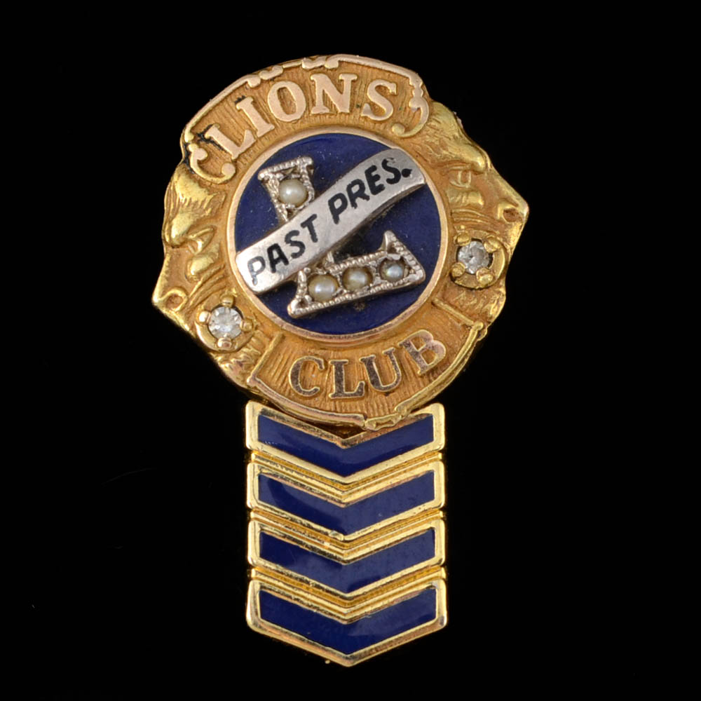 Vintage 10K Yellow Gold Lion's Club Presidential Lapel Pin