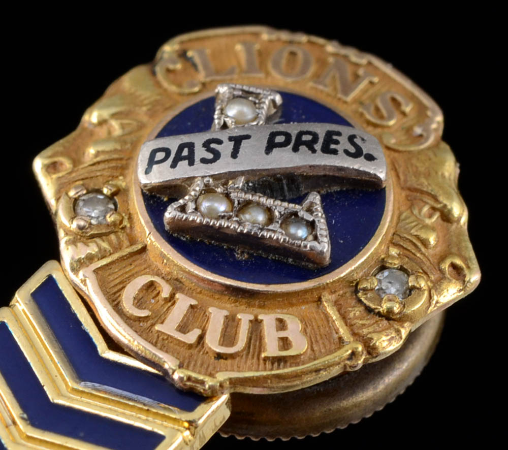 Vintage 10K Yellow Gold Lion's Club Presidential Lapel Pin