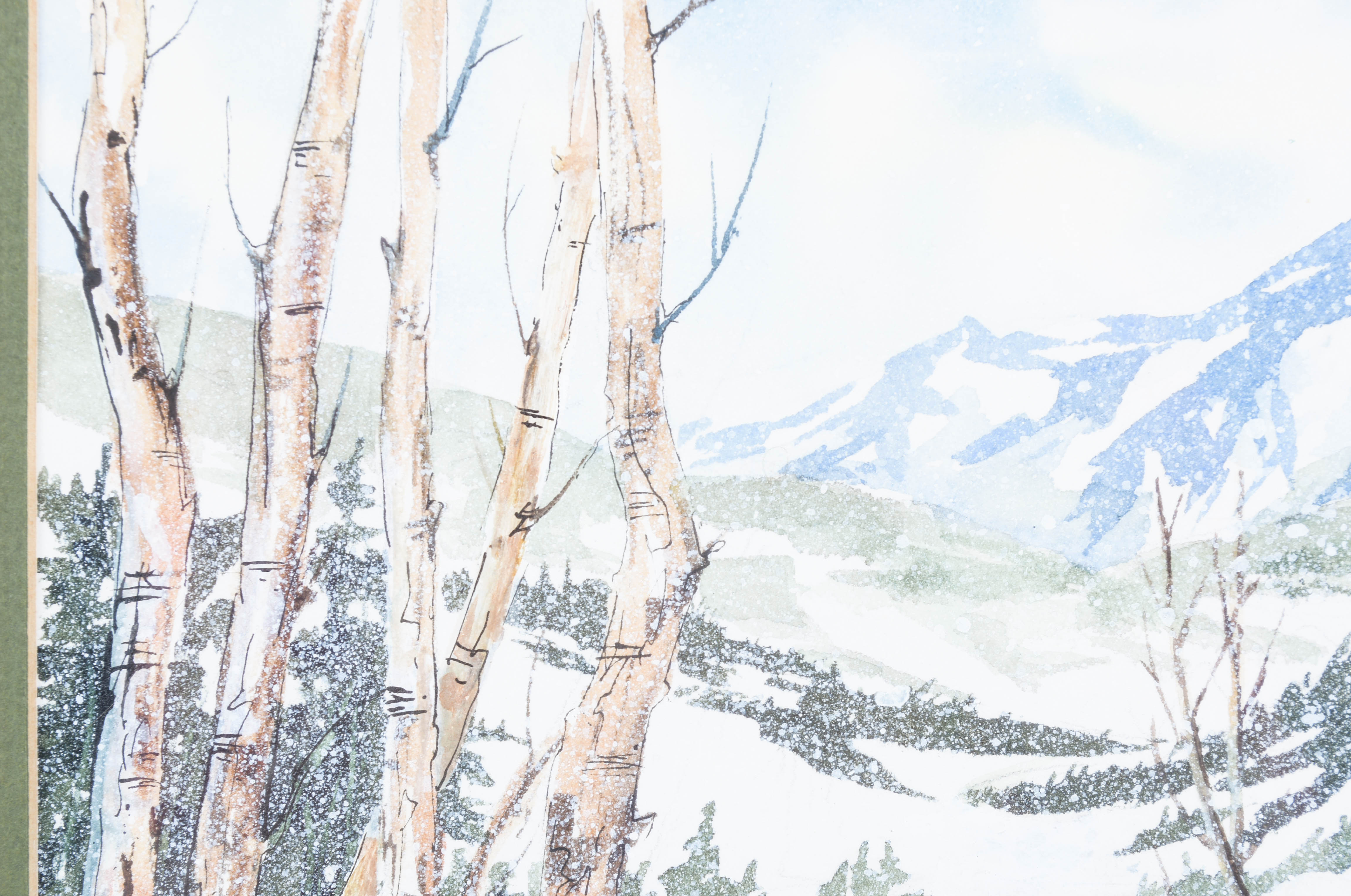 Signed Watercolor and Pen on Paper, "Winterscape" by Sharon Hults