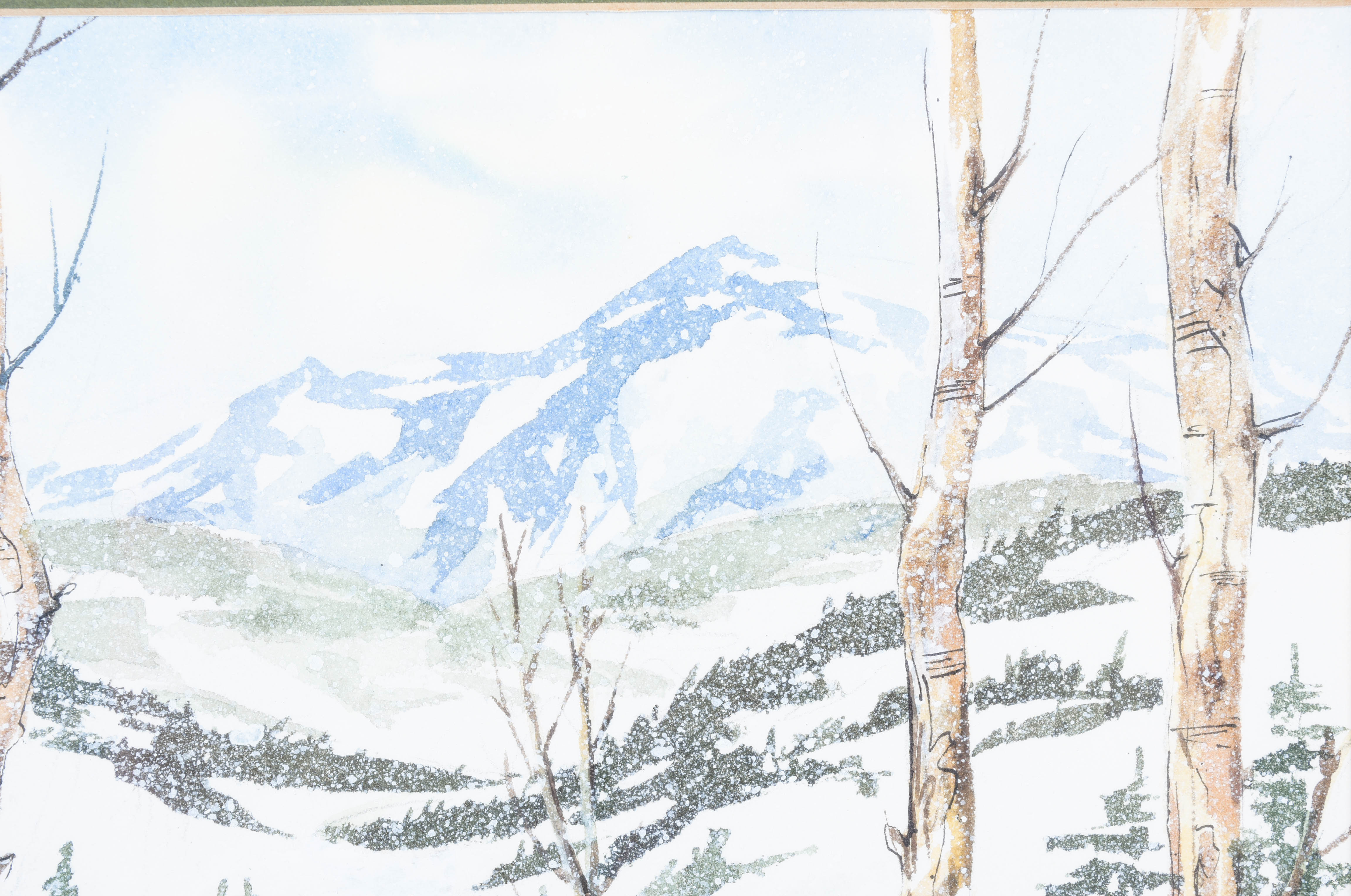 Signed Watercolor and Pen on Paper, "Winterscape" by Sharon Hults