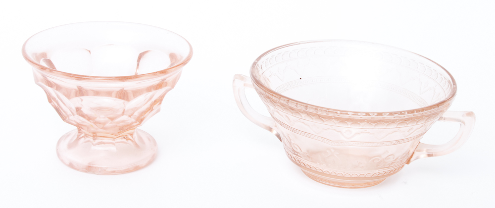 Collection of Pink Depression Glass