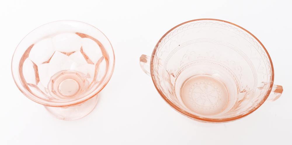 Collection of Pink Depression Glass