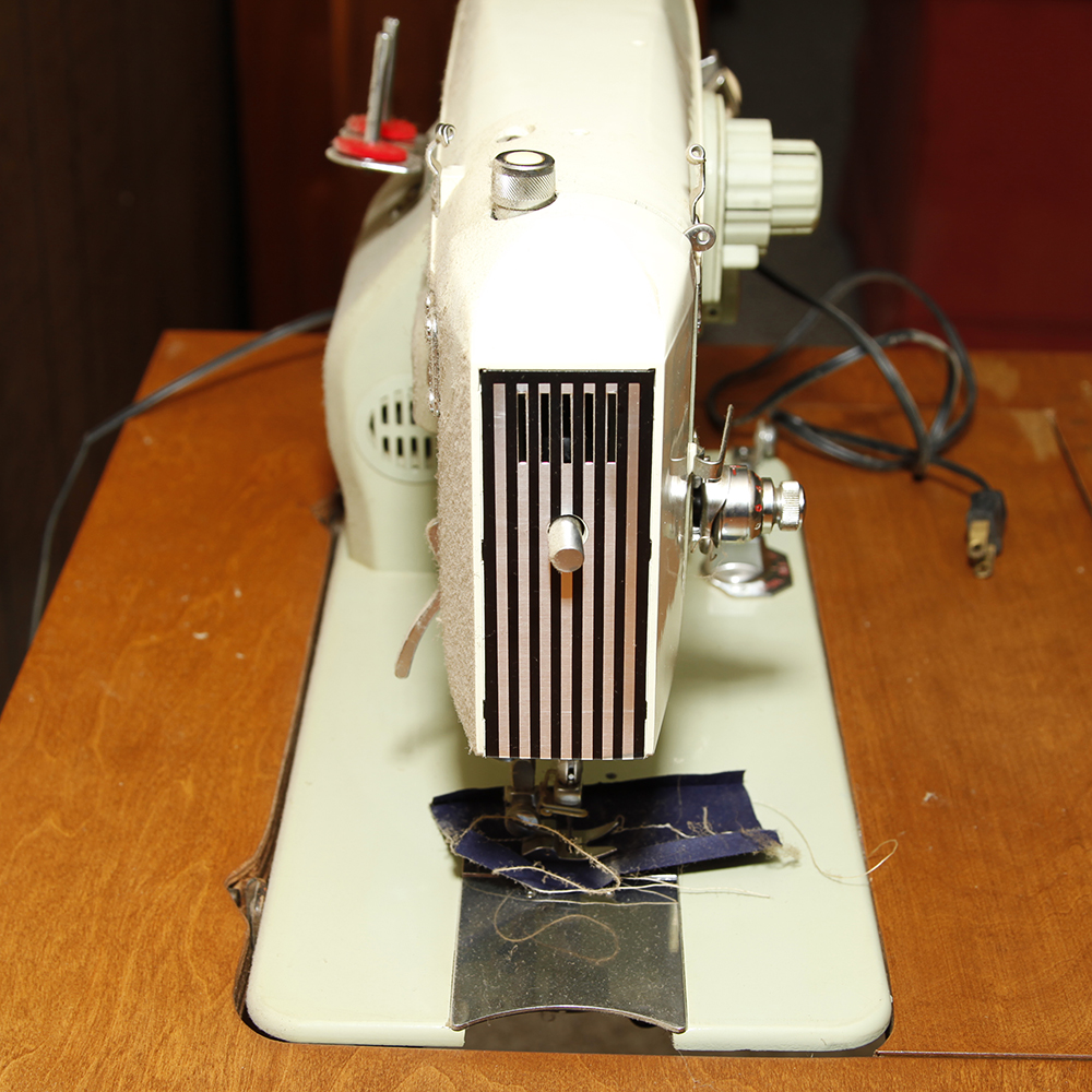 Vintage White Sewing Machine and Table