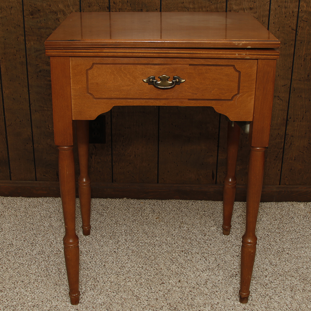 Vintage White Sewing Machine and Table