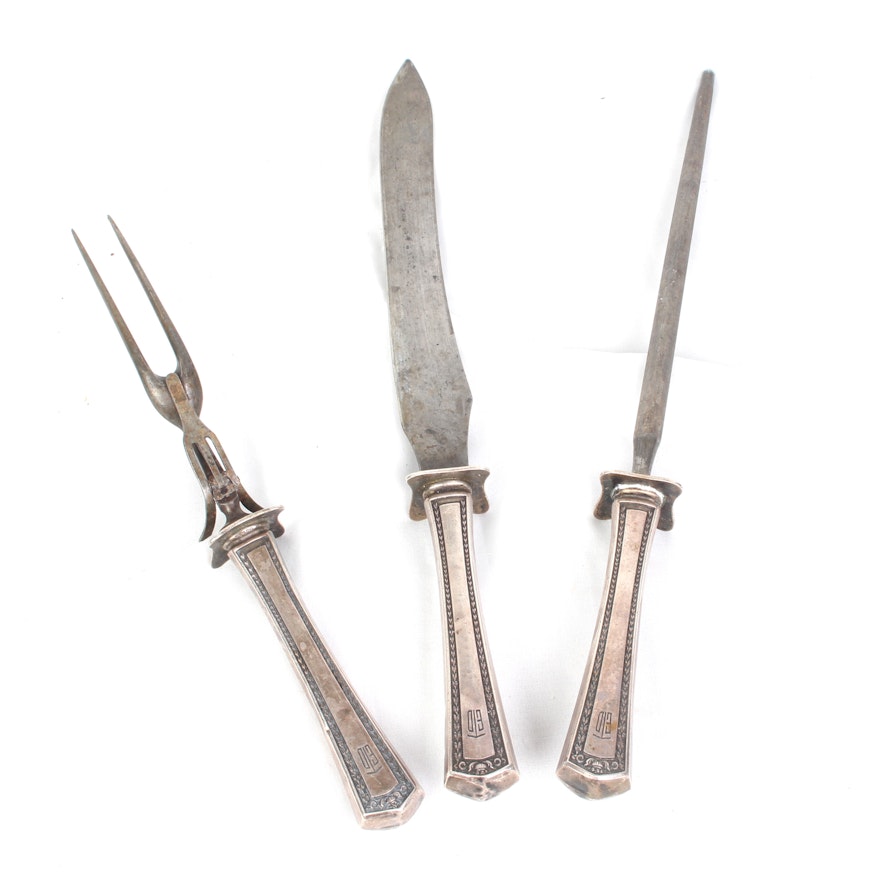 Set of Hollow Handle Sterling Silver Carving Utensils