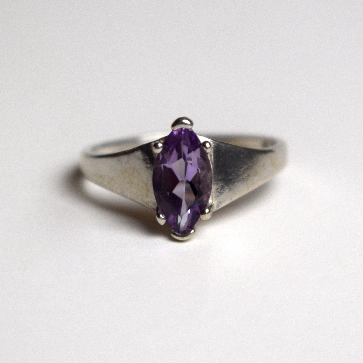 Purple Glass and Sterling Silver Ring