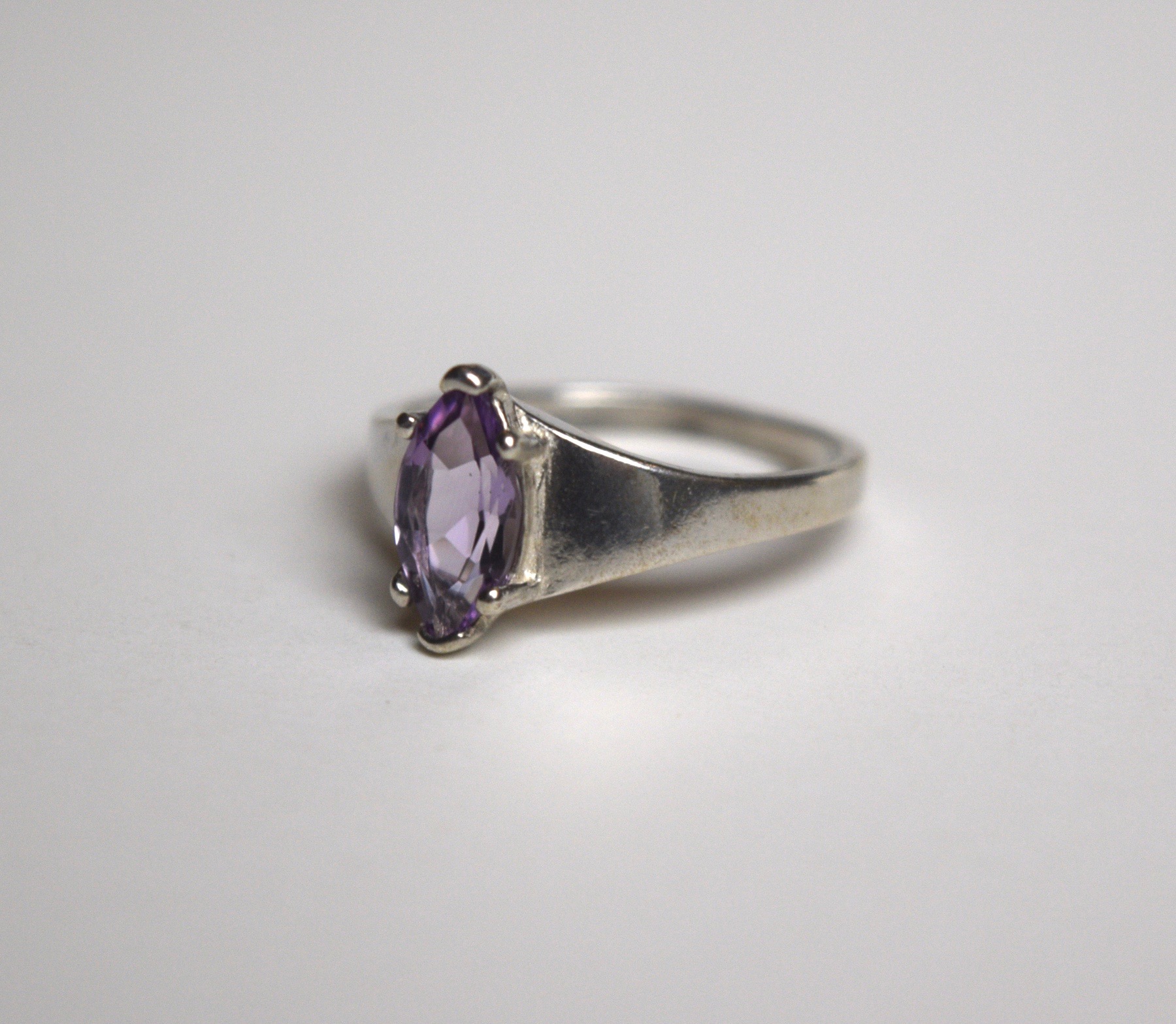 Purple Glass and Sterling Silver Ring