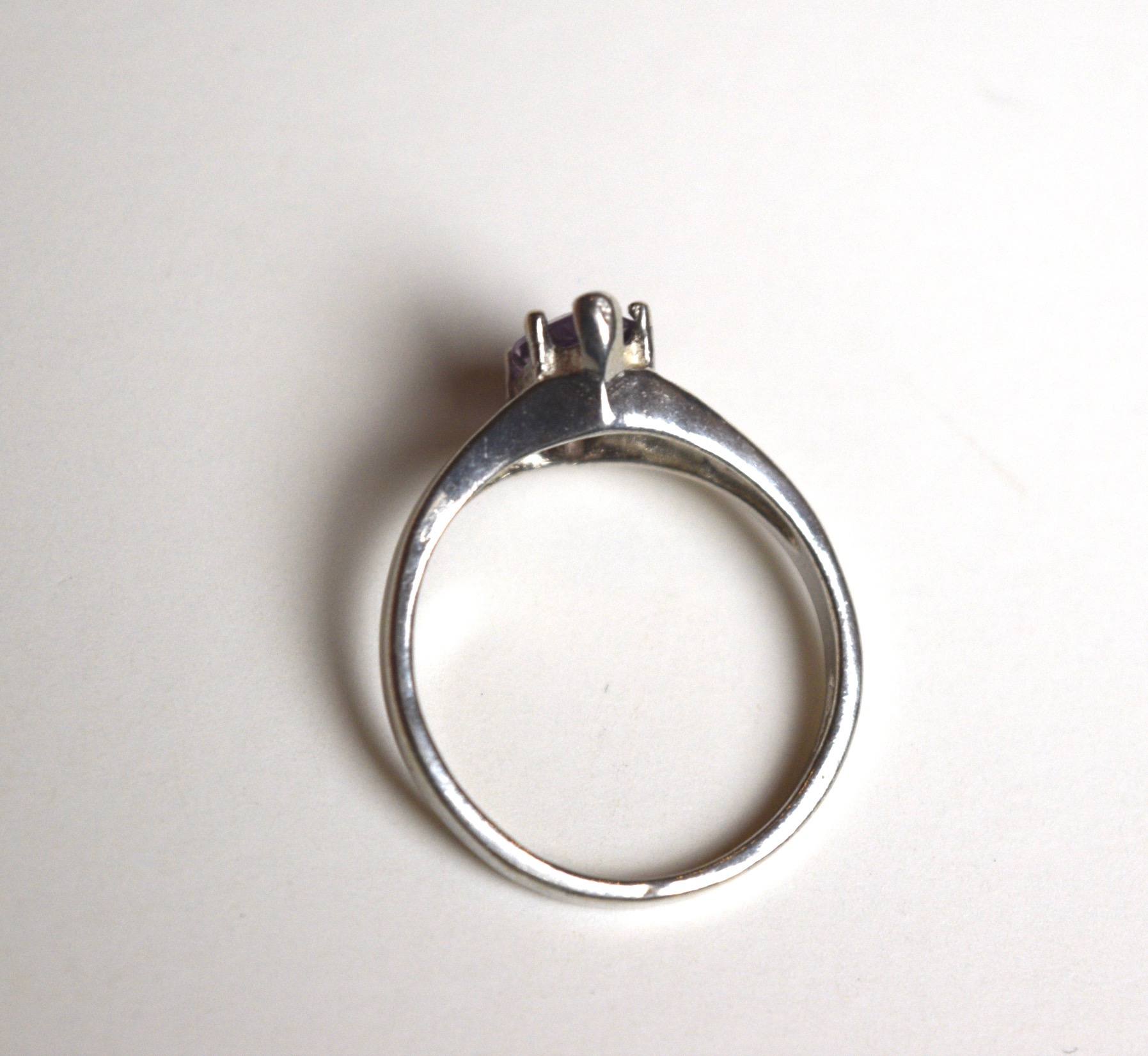 Purple Glass and Sterling Silver Ring