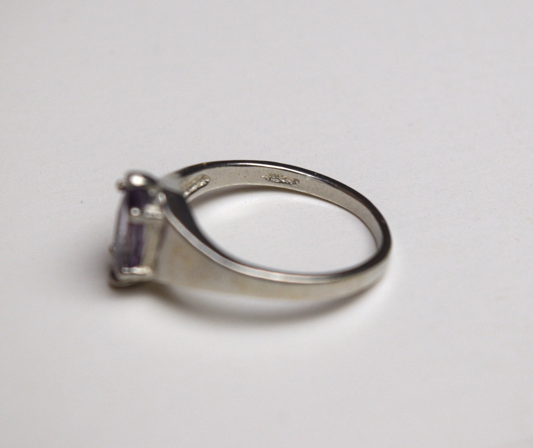 Purple Glass and Sterling Silver Ring