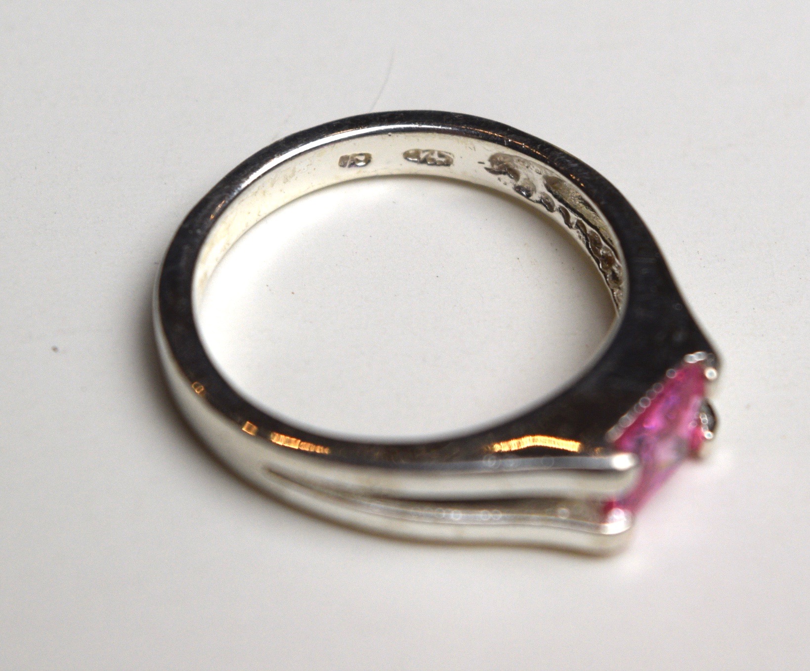 Pink Cubic Zirconia and Sterling Silver Ring