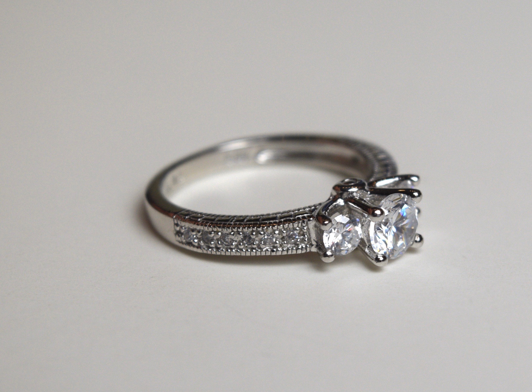 Cubic Zirconia and Sterling Silver Engagement-Style Ring