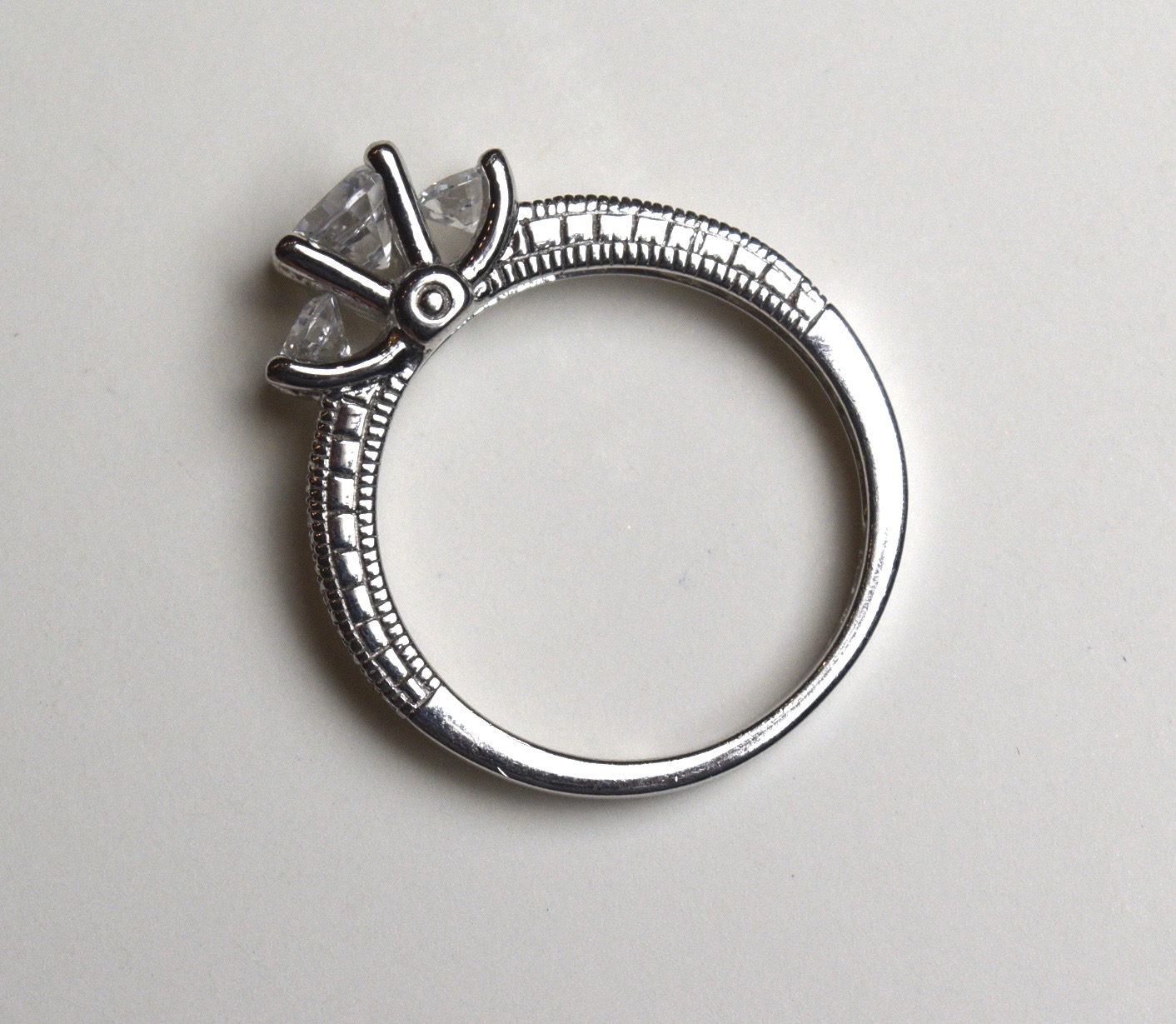 Cubic Zirconia and Sterling Silver Engagement-Style Ring