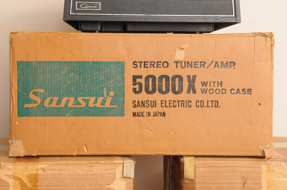 Vintage Sansui Tuner, Speakers and Turntable in Original Boxes