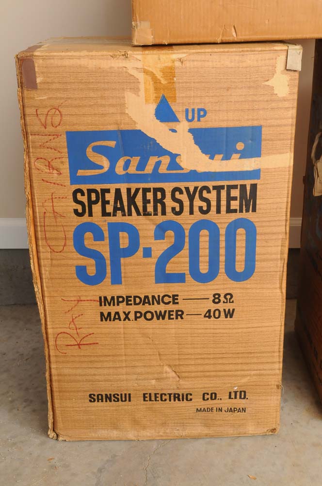 Vintage Sansui Tuner, Speakers and Turntable in Original Boxes
