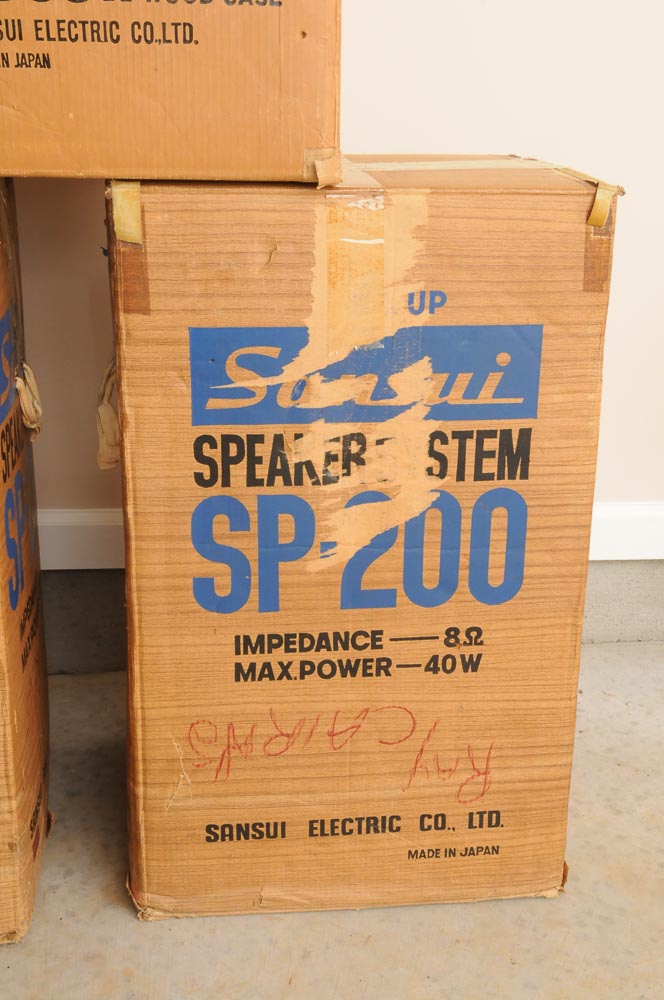 Vintage Sansui Tuner, Speakers and Turntable in Original Boxes