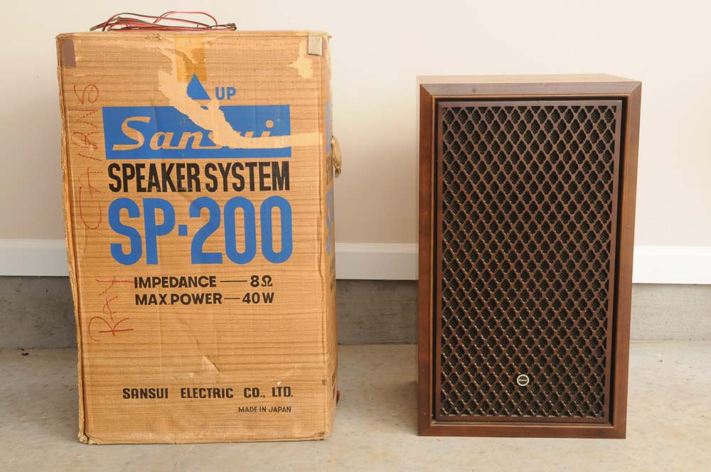Vintage Sansui Tuner, Speakers and Turntable in Original Boxes