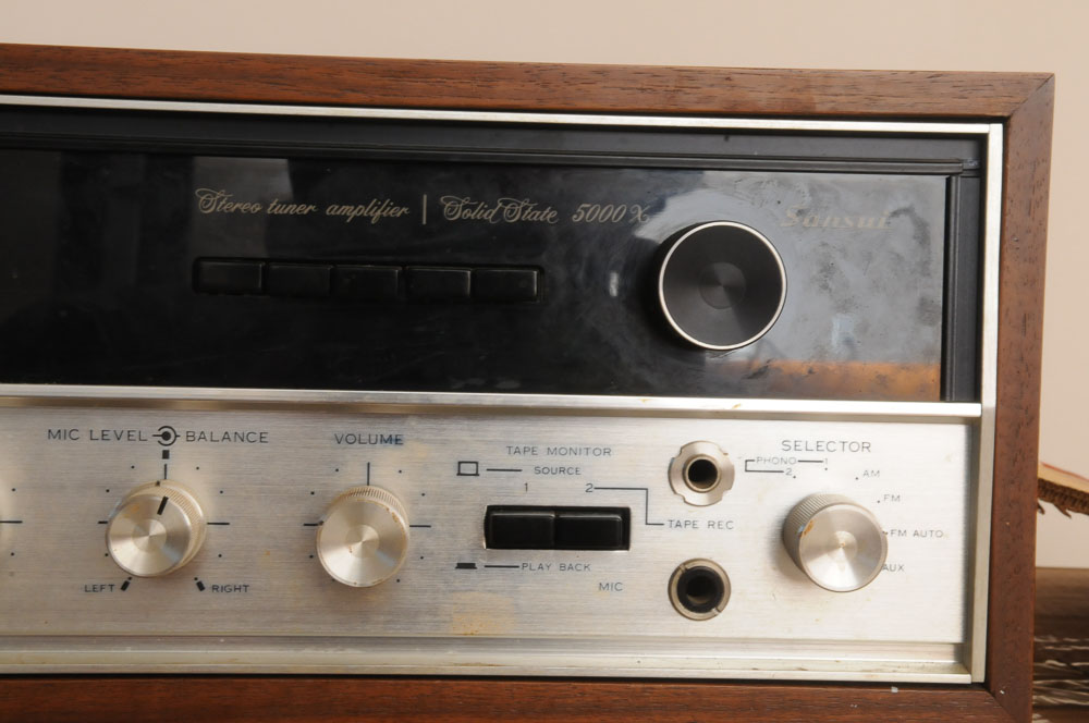 Vintage Sansui Tuner, Speakers and Turntable in Original Boxes