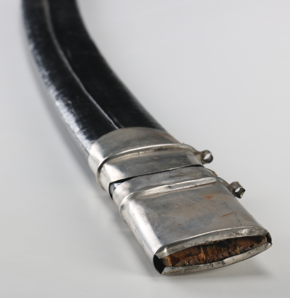 Vintage Curved Saber with Leather Scabbard