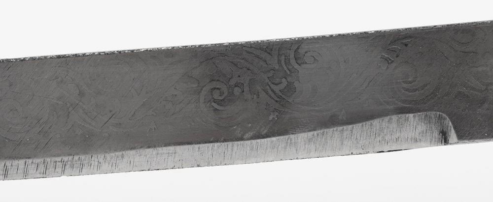 Vintage Curved Saber with Leather Scabbard