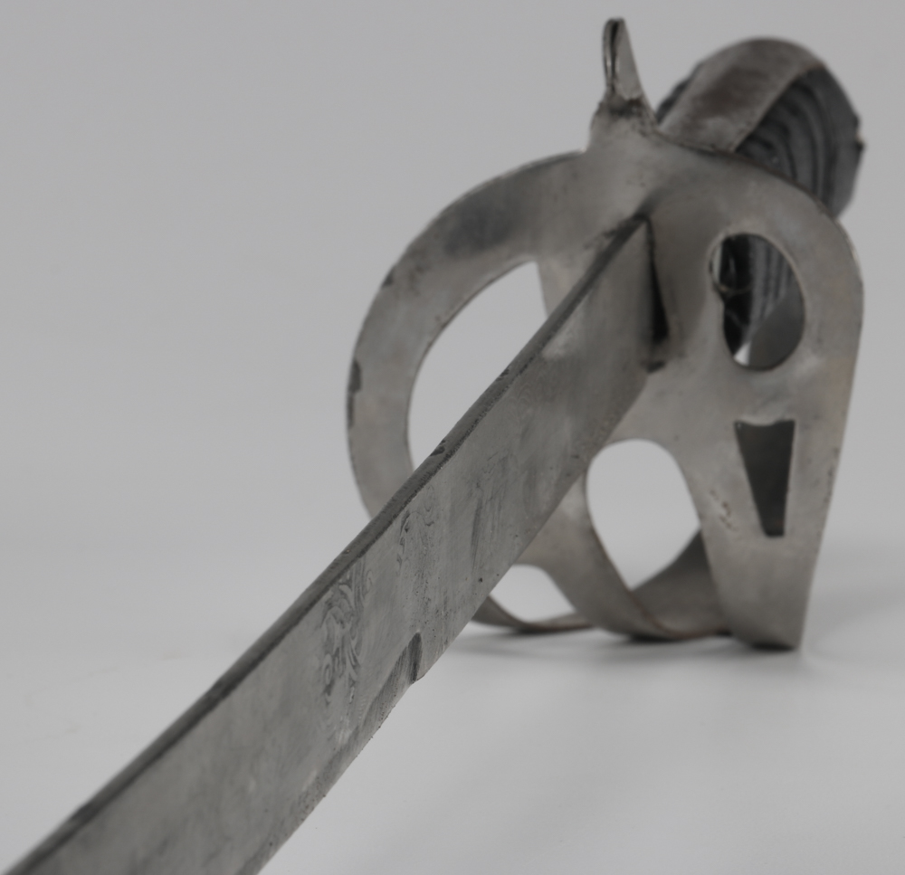 Vintage Curved Saber with Leather Scabbard