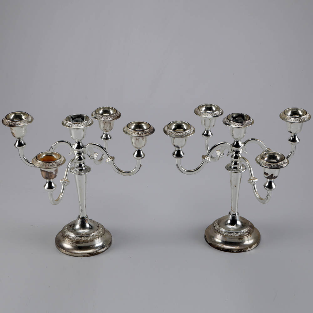 Pair of Silver Plate Candelabras