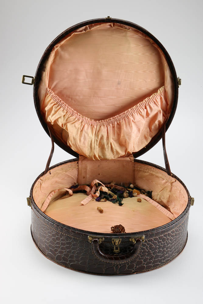 Round Faux Alligator Suitcase