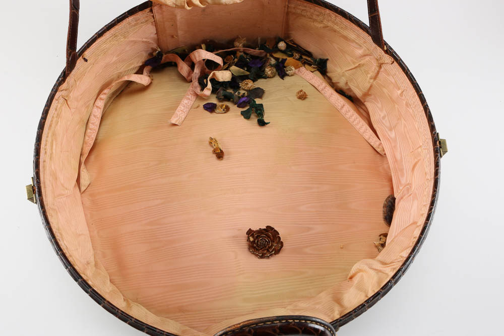 Round Faux Alligator Suitcase